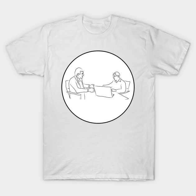 Business negotiations. Business partners. The conversation of men at the table. Interesting design, modern, interesting drawing. Hobby and interest. Concept and idea. T-Shirt by grafinya